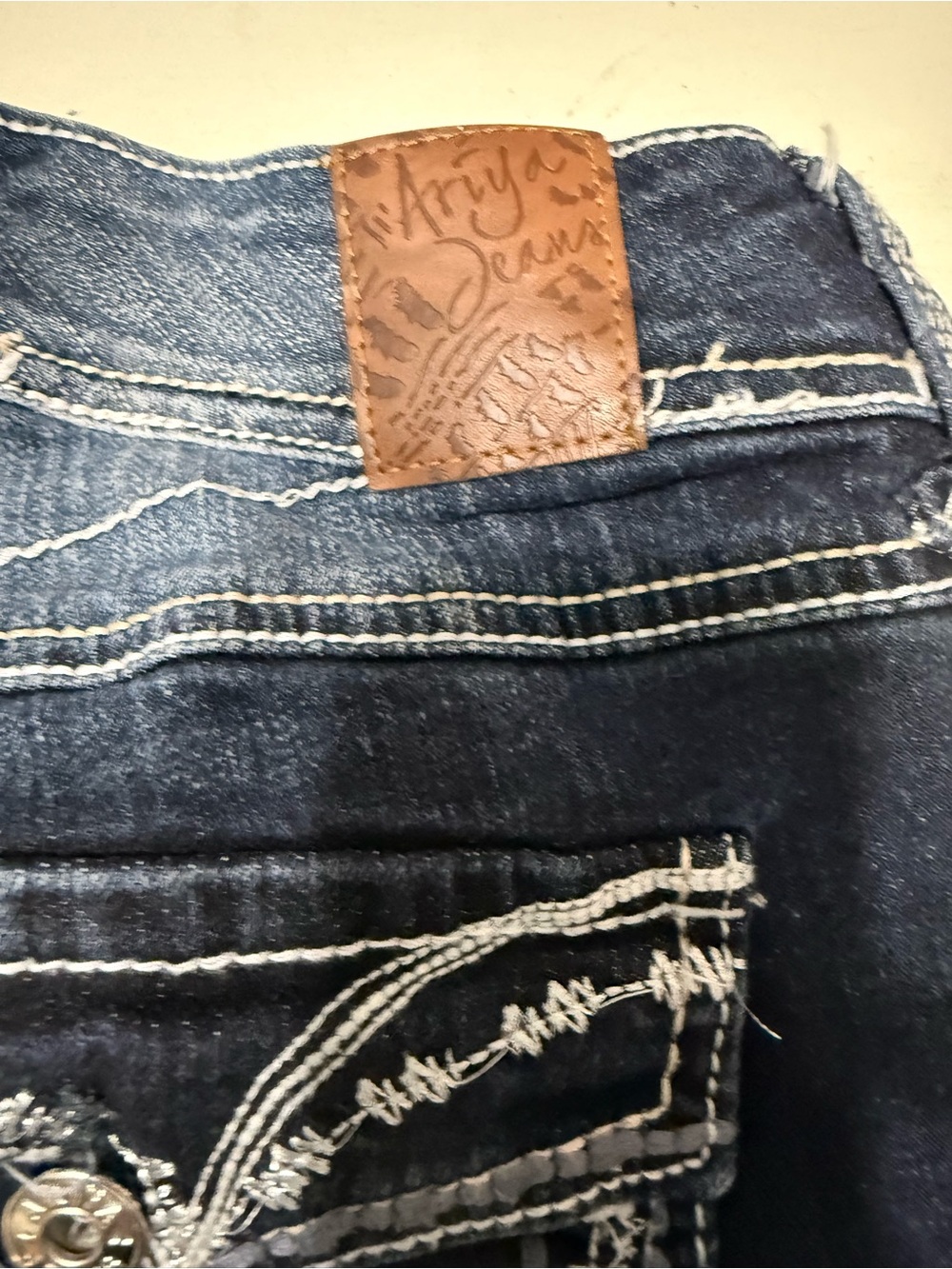 Ariya Women’s Dark Blue Distressed Capri Jeans - Picture 6 of 6